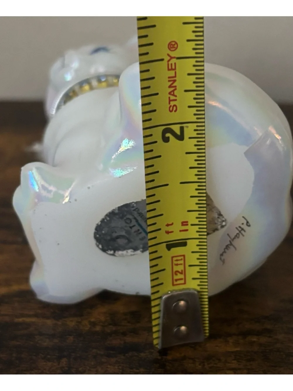 Vintage Fenton Opal Iridescent December Cat ~ Blue Zircon - UVGlow - Marked